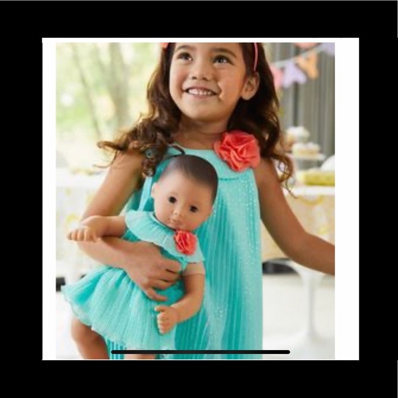 Girls size 5 Bitty Baby by American Girl pleated aqua dress - Picture 2 of 4